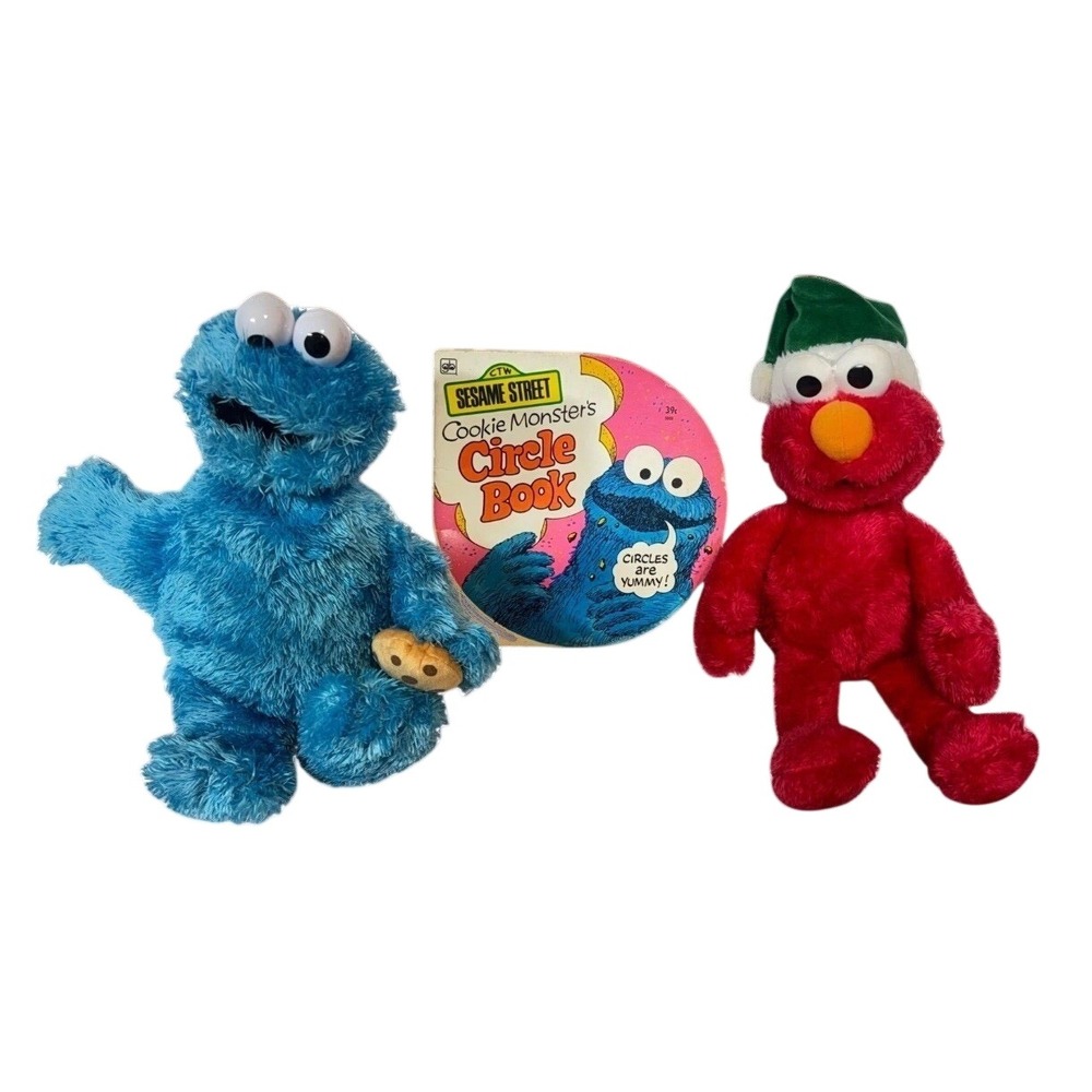 Sesame Street Cookie Monster Elmo Plush 1972 Circle Book Bundle